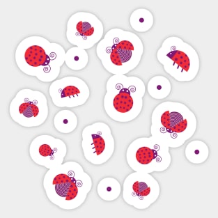 Red ladybugs and purple dots Sticker